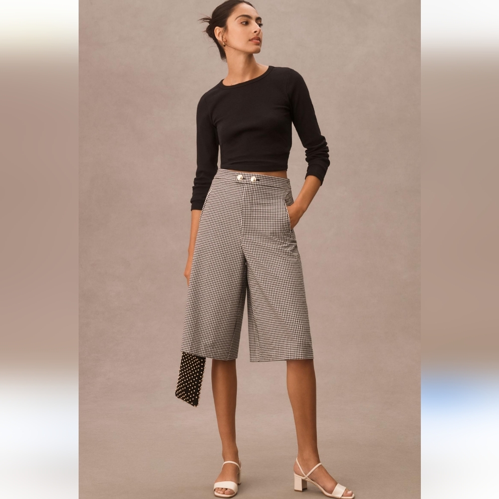 Anthropologie Tailored Houndstooth Culotte